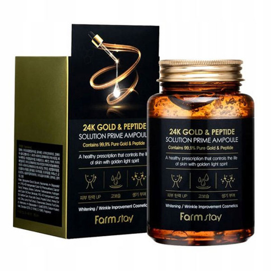 Ампульная сыворотка с золотом Farm Stay 24K Gold&Peptide Solution Prime Ampoule, 250 мл