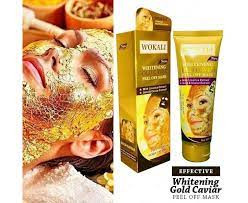 Золотая маска для лица Wokali Whitening Gold Caviar:uz:Whitening Gold Caviar niqobi terini parvarish uchun vosita
