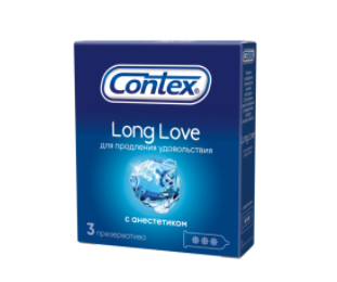 Презервативы Contex Long Love №3 (с анестетиком):uz:Contex Long Love №3 prezervativ (anestetik bilan)