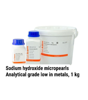 Микрогранулы гидроксида натрия ЧДА с низким содержанием металлов Sodium hydroxide micropearls Analytical grade low in metals:uz:Natriy gidroksidi mikromarvaridlari Analitik darajasi past metallar