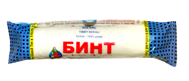 Бинт марлевый нестерильный (по ГОСТУ) 7 м х 14 см:uz:Steril bo'lmagan doka bandaji (GOST bo'yicha) 7 m x 14 sm