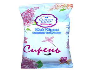 Влажные салфетки гигиенические Cotton Club № 15 Сирень:uz:Gigienik nam salfetkalar Cotton Club No 15 Lilac