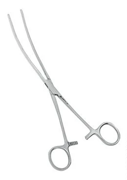 Зажим кишечный эластичный  для взрослых изогнутый 235 мм Зажим кишечный эластичный  для взрослых изогнутый 235 мм:uz:Kattalar uchun elastik ichak qisqichi 235 mm kavisli