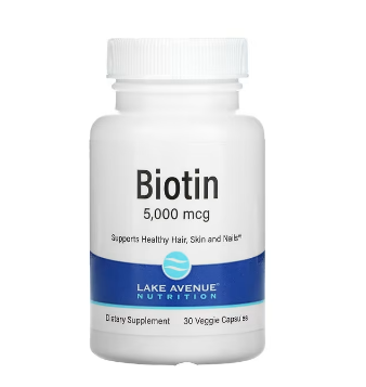 Биотин Lake Avenue Nutrition, 5000 мкг, 30 растительных капсул:uz:Lake Avenue Nutrition Biotin, 5000 mkg, 30 Veg Kapsül