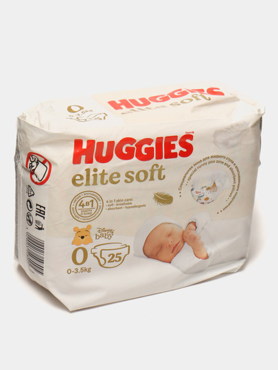 Подгузники Huggies Elite Soft 0+ до 3.5кг, 25шт : общая информация и ...