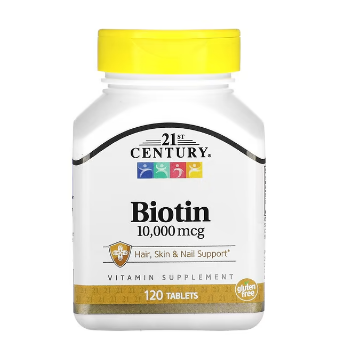 21st Century, биотин, 10 000 мкг, 120 таблеток:uz:21-asr, Biotin, 10 000 mkg, 120 tabletka