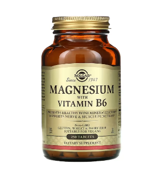 Магний с витамином B6 Solgar Magnesium, 250 таблеток:uz:B6 vitamini bilan magniy Solgar magniy, 250 tabletka