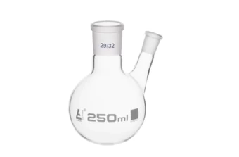 Колба круглодонная, двугорлая 250 мл :uz:Dumaloq tubli kolba, ikki tomoqli 250 ml 