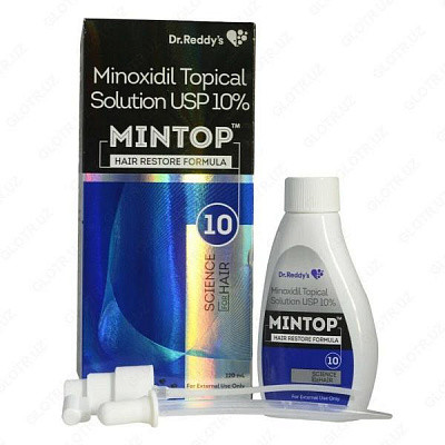 Лосьон для волос на основе миноксидила Mintop 10:uz:Mintop 10 minoksidil asosidagi sochlar uchun loson