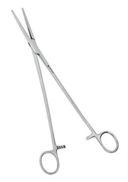 Зажим для почечной ножки изогнутый по радиусу 255 мм  Зажим для почечной ножки изогнутый по радиусу 255 мм :uz:Buyrak pedikulasi uchun qisqich radius 255 mm bo'ylab egilgan