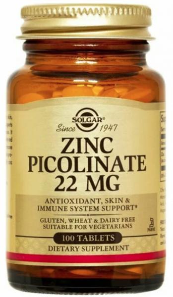 Цинк пиколинат Solgar Zinc Picolinate 22mg (100 шт.):uz:Sink pikolinat Solgar Zinc Picolinate 22mg (100 ta)