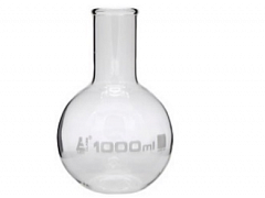 Yassi tubli 50 ml lik flakon, keng tomoq, borosilikat shisha