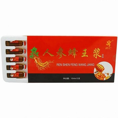 Маточное молочко с женьшенем Ren shen Feng Wang Jiang:uz:Ginseng bilan Royal jele Ren Shen Feng Vang Jiang 10x12 ml.