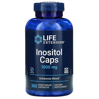 Life Extension, инозитол, 1000 мг, 360 вегетарианских капсул:uz:Life Extension, Inositol, 1000 mg, 360 Veg Kapsül