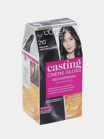 Краска для волос L'Oreal Casting Creme Gloss, тон 210 черный перламутровый