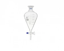 500 ml darajali bo'linadigan huni, nok shaklidagi, shisha qulflash krani bilan 