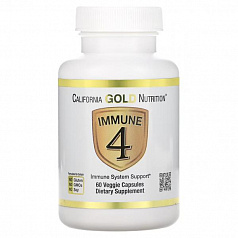 California Gold Nutrition, Immune 4, средство для укрепления иммунитета, 60 вегетарианских капсул:uz:Kaliforniya Oltin Oziqlantirish, Immun 4, Immunitetni Qo'llab-quvvatlash, 60 Vegetarian Kapsül