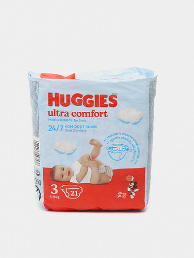 Подгузники для мальчиков Huggies Ultra Comfort 3, 5-9 кг, 21 шт