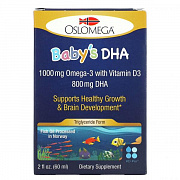 Oslomega, Norvegiya seriyasi, bolalar uchun D3 vitamini bilan dokosaheksaenoik kislota (DHA), 60 ml