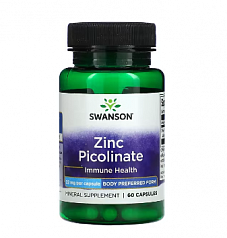 Swanson, пиколинат цинка, 22 мг, 60 капсул:uz:Swanson, sink pikolinat, 22 mg, 60 kapsula