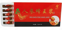 Маточное молочко с женьшенем Ren shen Feng Wang Jiang 10х12 мл.:uz:Ginseng bilan Qirollik Jeli eliksiri Ren shen Feng Wang Jiang 10х12 мл.