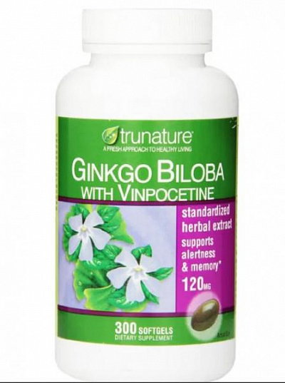 БАД для мозга и памяти Ginkgo Biloba Trunature (300 капсул):uz:Miya va xotira uchun qo'shimchalar Ginkgo Biloba Trunature (300 kapsulalari)