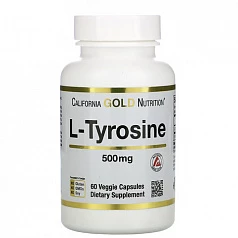 L-тирозин, California Gold Nutrition, AjiPure, 500 мг, 60 растительных капсул:uz:L-Tyrosine, California Gold Nutrition, AjiPure, 500 mg, 60 Veg Kapsulalar
