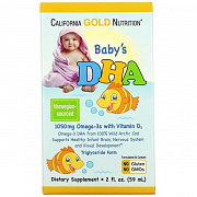 California Gold Nutrition, Bolalar uchun DHA, D3 vitamini bilan Omega-3, 1050 mg, 59 ml