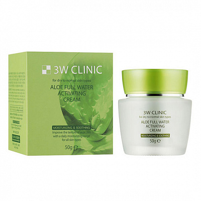 Увлажняющий крем для лица с алоэ вера 3W Clinic Aloe Full Water Activating Cream, 50 мл