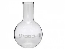 Колба плоскодонная 250 мл с ободком, широкое горло, боросиликатное стекло:uz:Yassi tubli 250 ml lik flakon, keng tomoq, borosilikat shisha