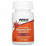NOW Oziq-ovqatlar, D3 vitamini, 50 000 IU, 50 kapsula