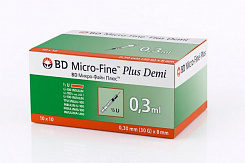 Шприцы инсулиновые одноразовые BD Micro-Fine Plus с иглами 0,3 ml  с иглами 8 mm №10