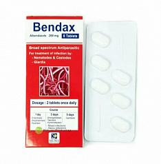 Противоглистный препарат Bendax (6 таблеток):uz:Anthelmintic dori Blendax (6 planshetlar)