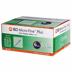 Шприцы инсулиновые одноразовые BD Micro-Fine Plus с иглами 0,5 ml с иглами 6mm №10