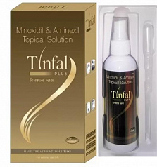 Спрей от выпадения волос Tinfal Plus (миноксидил):uz:Tinfal Plus soch to'kilishiga qarshi sprey (Minoxidil)