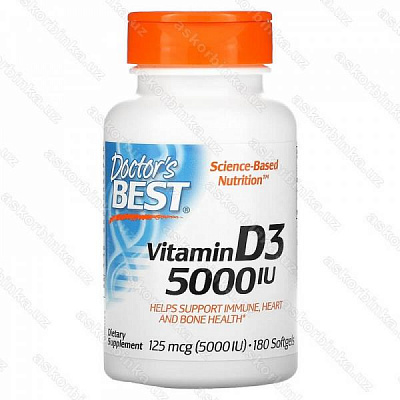 Bитaмин DЗ Doctors Best, 125 мкг 5000 ME, 180 кaпcул:uz:Vitamin Dz Doctors Best, 125 mkg 5000 ME, 180 kapsula
