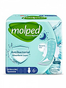 Sanitariya antibakterial prokladkalar antibakterial qo'shimcha uzun 6 dona / to'plami molped