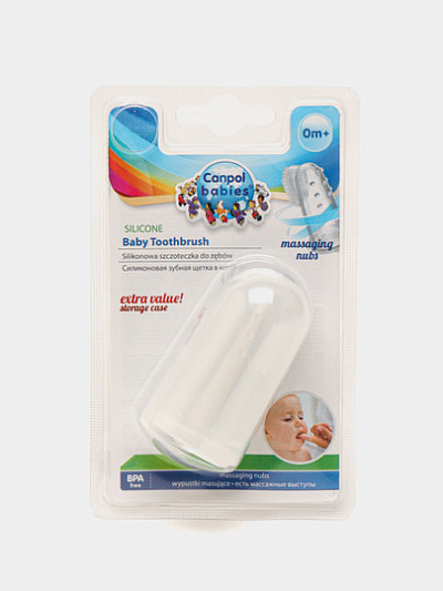 Силиконовая зубная щетка для массажа десен в контейнере Canpol babies