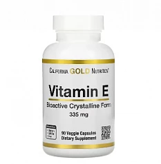 Биоактивный витамин Е, California Gold Nutrition, 335 мг, 90 растительных капсул:uz:Bioaktiv E vitamini, Kaliforniya oltin oziqlanishi, 335 mg, 90 sabzavotli kapsulalar