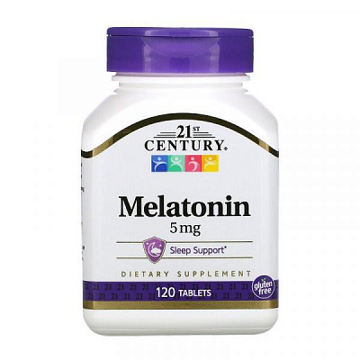Мелатонин 21st Century, 5 мг, 120 таблеток:uz:Melatonin 21-asr, 5 mg, 120 tabletka