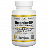 California Gold Nutrition, TheanineUP, сфокусированная энергия, L-теанин и кофеин, 60 растительных капсул:uz:California Gold Nutrition, TheanineUP, Fokuslangan energiya, L-Theanine va Kofein, 60 sabzavotli kapsulalar