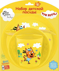Набор детской посуды Plast Team Baby Superstar Три Кота (миска, тарелка, стаканчик, ложечка)