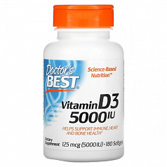 Витамин Д3, 125 мкг (5000 IU), 180 капсул:uz:Vitamin D3, 125 mkg (5000 IU), 180 kapsula