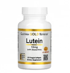 Лютеин и зеаксантин California Gold Nutrition, 10 мг, 120 растительных капсул:uz:Lutein va zeaksantin Kaliforniya oltin oziqlanishi, 10 mg, 120 sabzavotli kapsulalar