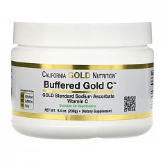 Витамин C в форме порошка, California Gold Nutrition, Buffered Gold C , аскорбат натрия, 238 г (8,4 унции):uz:Vitamin C kukuni, Kaliforniya oltin oziqlanishi, tamponlangan oltin C, natriy askorbat, 8,4 oz (238 g)