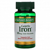 Nature's Bounty, Gentle Iron, железо, 28 мг, 90 капсул:uz:Tabiatning ne'mati, yumshoq temir, temir, 28 mg, 90 kapsula