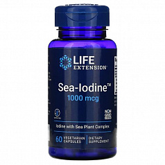 Life Extension, Sea-Iodine, 1000 мкг, 60 вегетарианских капсул:uz:Hayotni uzaytirish, dengiz yodi, 1000 mkg, 60 sabzavotli kapsulalar