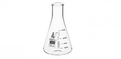 Колба Эрленмейера 500 мл с узким горлом, боросиликатное стекло:uz:Erlenmeyer kolbasi 500 ml tor tomoq, borosilikat shisha