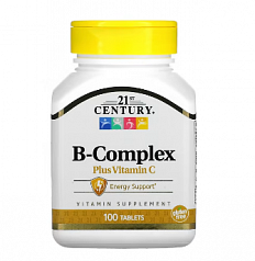 21st Century, комплекс витаминов группы B с витамином C, 100 таблеток:uz:21-asr, vitamin C bilan B kompleksi, 100 tabletka