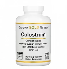 California Gold Nutrition, молозиво, 240 растительных капсул:uz:California Gold Nutrition, og'iz suti, 240 sabzavotli kapsulalar